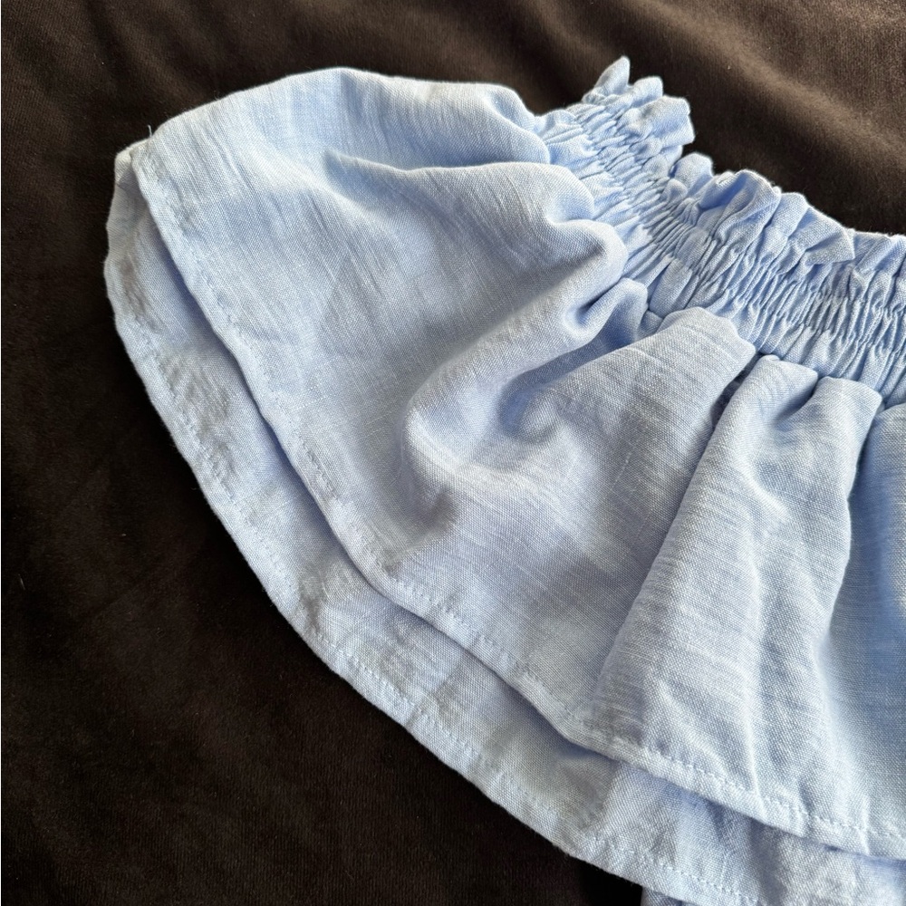 ethika Light Blue Off-Shoulder Ruffle Crop Top - Picture 5 of 9